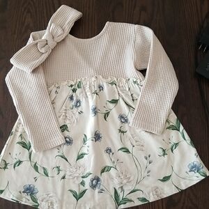 Blumind Floral Long Sleeve Baby Dress with Matching Headband. Size 24mth
